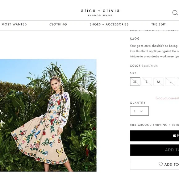 Alice + Olivia Lelia Floral Embroidered Cardigan Sweater Top - Picture 3 of 16